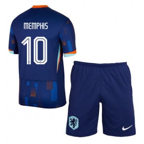 Nizozemska Memphis Depay #10 Gostujuci Dres za Dječji EP 2024 Kratak Rukavima (+ kratke hlače)